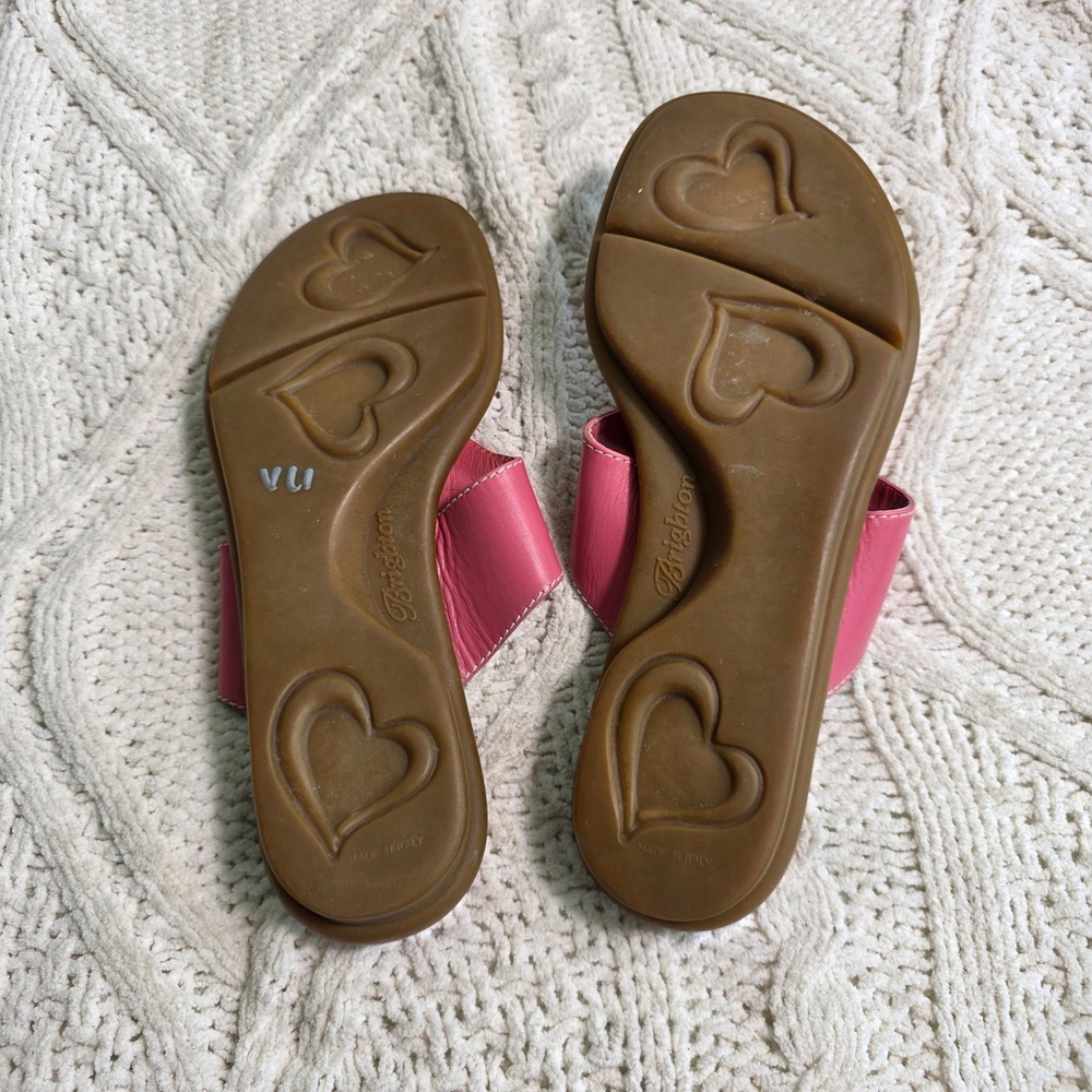 Brighton June Sandals Pink Leather Heart Thong Flip Flops Womens 7.5 Excellent - Picture 4 of 5